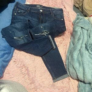Old Navy Dark Blue Distressed Skinny Jeans